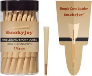 Cones Rolling Papers Pre Rolled Paper Cones 1 1/4 Size - 50 Pack Preroll Pre Rolls Paper with Filter Tips and Packing Tubes Included