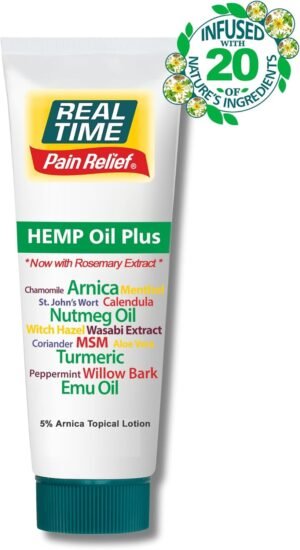 Real Time Pain Relief Hemp Oil Plus – Enhanced with 5% Arnica and Rosemary – Nourishing Formula with 20 Natural Ingredients – Fast-Absorbing, Non-Greasy Cream – 4oz Tube - Image 7