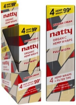 Natty Full Width Hemp Wraps 15 Packs Per Box 4 Wraps Per Pack Russian Cream Flavor (1 Count)