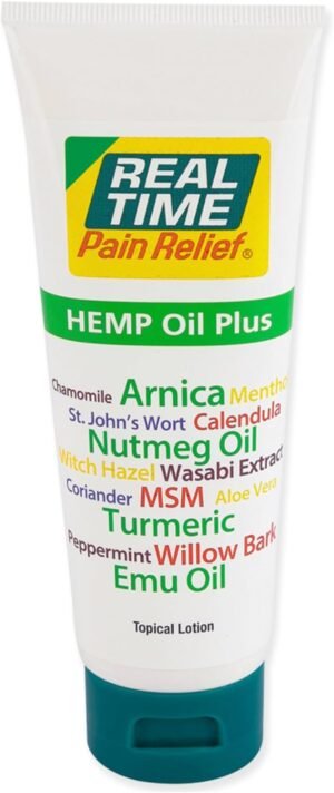 Real Time Pain Relief Hemp Oil Plus - 3oz Tube | Advanced Formula with Hemp Oil and 19 Natural Ingredients | Relieves Joint and Muscle Discomfort | Includes Arnica, Turmeric, MSM, and Emu Oil