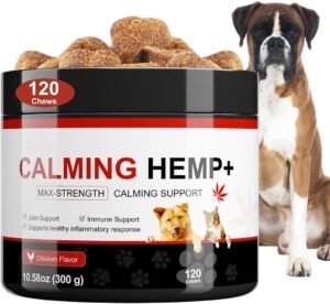 Hemp Calming Chews for Dogs, Dog Anxiety Relief Calming Treats 100% Natural Ingredients Calming Treats for Dog, Aid with Barking, Thunderstorms, Separation, 120 Count, Chicken Flavor