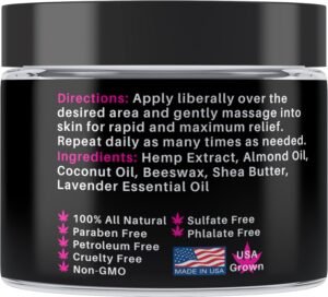 Hemp Salve Intense Strength 10,000 MG. Ideal for HIPS, Joints, Neck, Back, Elbows, Fingers, Hands, and Knees. 100% Natural - Proudly Made in USA - Image 6