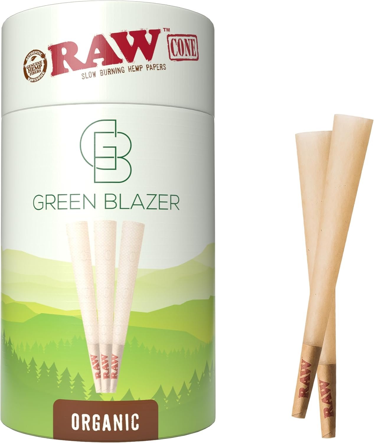 RAW Cones King Size: 100 Pack - Organic Cones with Tips, Patented Slow Burning Pre Rolled Rolling Papers, 109mm
