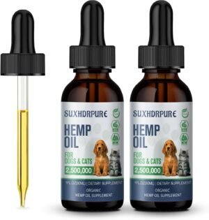 (2 Pack) Hemp Oil for Dogs and Cats - Helps Pets with Anxiety Pain Stress Sleep Arthritis, Seizures Relief Joint Support - Hemp Oil Drops - Calming Treats