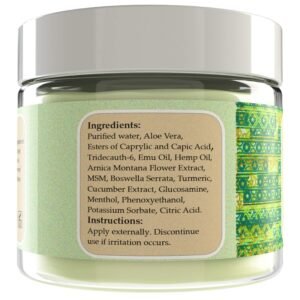 Natural Hemp Turmeric Cream Bruises Sore or Stiff Joints X-Large 5.0 oz Aloe Emu Arnica Montana MSM Cucumber - Image 2