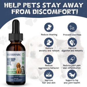 (2 Pack) Hemp Oil for Dogs and Cats - Helps Pets with Anxiety Pain Stress Sleep Arthritis, Seizures Relief Joint Support - Hemp Oil Drops - Calming Treats - Image 2