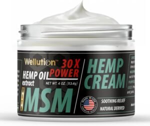 WELLUTION Hemp Cream with MSM – All-Natural Hemp Oil Extract - Extra Strength Massage Lotion with Arnica, Vitamins E & A - 4 oz. - Fast Relief