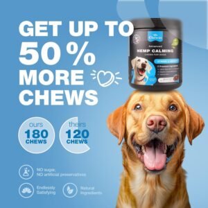 Hemp Calming Chews for Dogs Anxiety - Dog Calming Treats with Melatonin, Valerian Root, Chamomile Extract & Vitamin B Complex - Canine Chews for Vet Visits, Grooming, Travel, Thunderstorms, Fireworks - Image 6