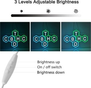 CBD THC Neon Sign, Neon Lights Hanging Wall Art Decoration for Business Restaurant Smoke Home Man Cave Louge Shop Bar Pub, USB Powered Ultra Bright Dimmable 16.14 * 12.6 inches - Image 4