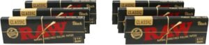 RAW Classic Black 1 1/4 Size Natural Unrefined Ultra Thin 79mm Rolling Papers (6 Packs) - Image 3