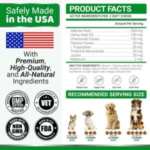 YUMA'S (2 Pack) Hemp Calming Chews for Dogs - Advanced Dog Calming Chews - Anxiety Relief Treats - Separation Aid, Barking, Stress Relief, Thunderstorms - Melatonin - Hemp Oil - Made in USA - Image 6