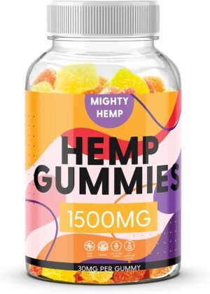 Organic Hemp Gummies 1 Pack High Potency Supplement with Pure Hemp Oil Extract - Natural Edibles Natures Leaf Gummy Bloom L-Theanine Ashwagandha Vegan Vitamin B2 Omega 3-6-9 Complex