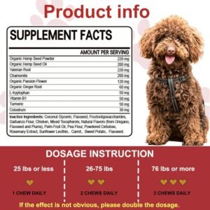 Hemp Calming Chews for Dogs, Dog Anxiety Relief Calming Treats 100% Natural Ingredients Calming Treats for Dog, Aid with Barking, Thunderstorms, Separation, 120 Count, Chicken Flavor - Image 7