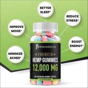 [2-Pack] – Hemp Gummies Premium 12,000 – Inflammation – Vitamins & Omega 3,6,9 – Made in The USA (120 Count) – [2-Pack] - Image 6
