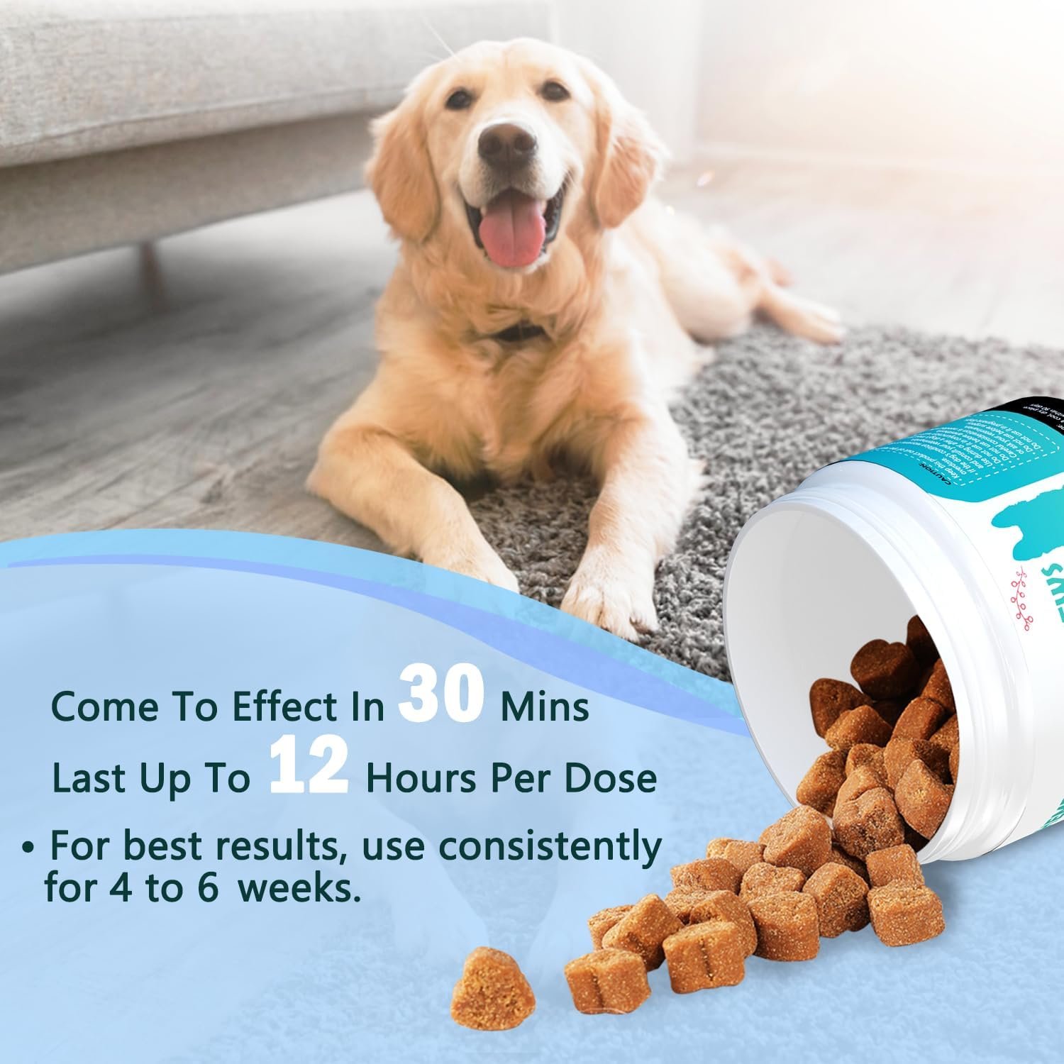 Hemp Calming Chews for Dogs Anxiety Relief Dog Calming Chews Natural Ingredients Dog Aid with Separation, Barking and Sleeping, Promote Relaxation, Reduce Stress - Image 3