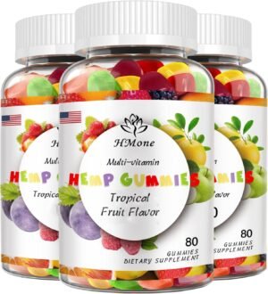 3 Packs Organic Hemp Gummies Extra Strengthen High Potency with Pure Hemp Oil Extract Vegan Edible Bear Candy - Non-GMO, Vegan, Low Sugar