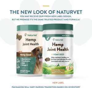 NaturVet Hemp Joint Health, Joint Care Support Supplement for Dogs, Soft Chews, 60ct Made in The USA - Image 2