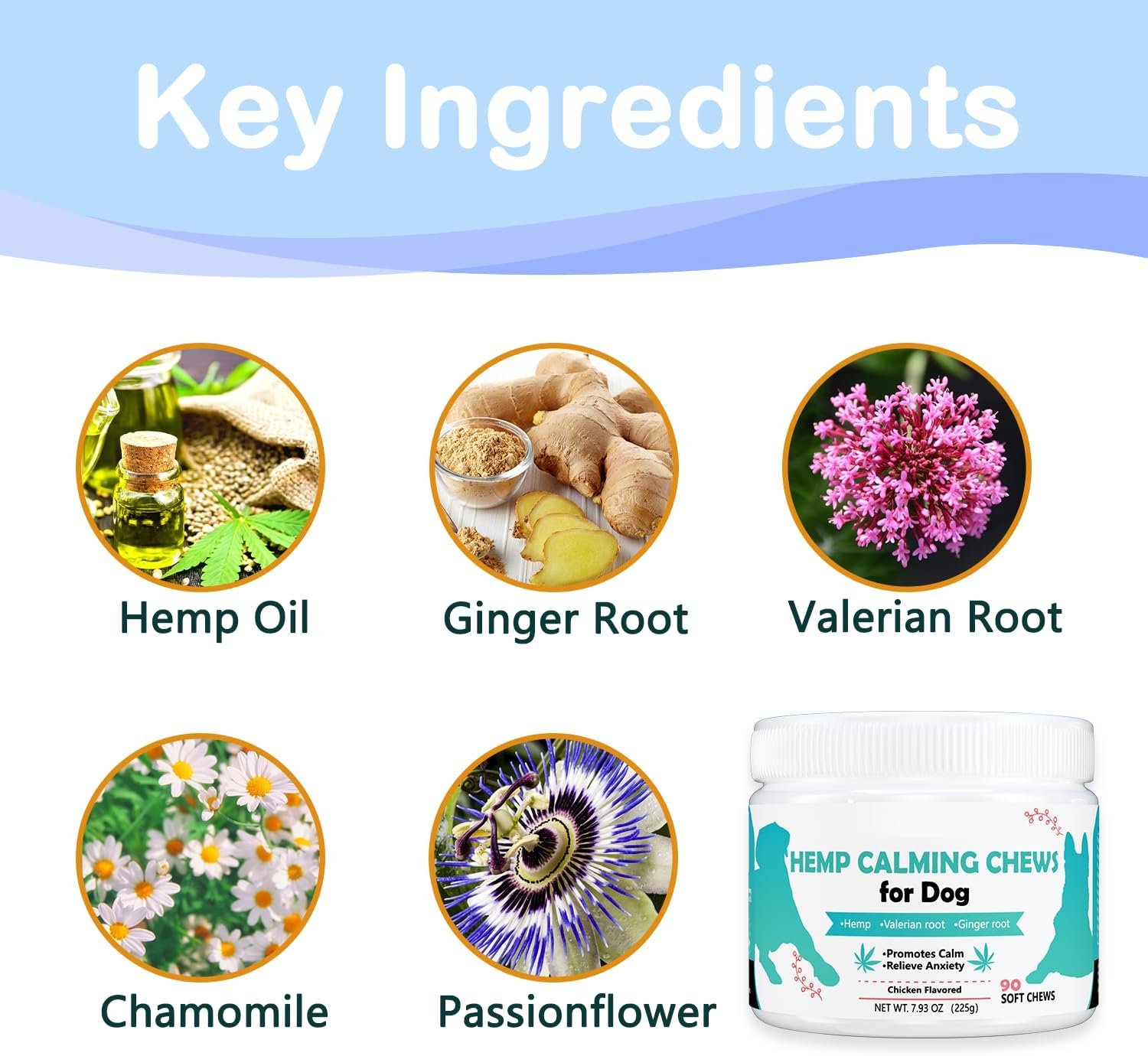 Hemp Calming Chews for Dogs Anxiety Relief Dog Calming Chews Natural Ingredients Dog Aid with Separation, Barking and Sleeping, Promote Relaxation, Reduce Stress - Image 4