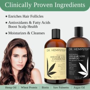 Hair Growth Shampoo and Conditioner Set for Thinning Hair and Hair Loss for Men and Women 17 oz - Hemp Oil, Biotin, Natural and Organic Ingredients - Hair Thickening and Volumizing - Image 6