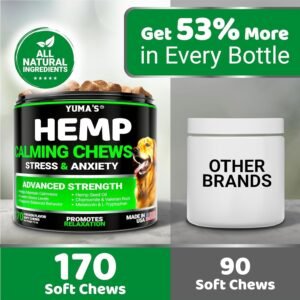 YUMA'S (2 Pack) Hemp Calming Chews for Dogs - Advanced Dog Calming Chews - Anxiety Relief Treats - Separation Aid, Barking, Stress Relief, Thunderstorms - Melatonin - Hemp Oil - Made in USA - Image 5
