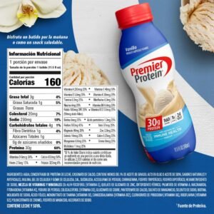 Premier Protein Shake, Vanilla, 30g Protein, 1g Sugar, 24 Vitamins & Minerals, Nutrients to Support Immune Health 11.5 fl oz, 12 Pack - Image 2