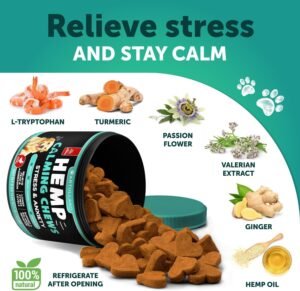 Hemp Calming Chews for Dogs - Dog Calming Chews - Dog Anxiety Relief Treats with Hemp Oil, Turmeric, Valerian, Ginger - Health and Wellness Supplements for Dogs - Hip and Joint Support - 120 Treats - Image 4