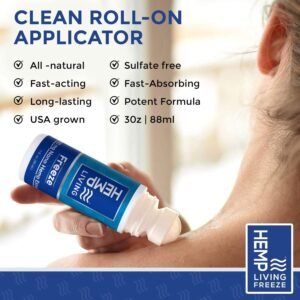 Freeze Nano Hemp Extract, Pain-Relieving Roll On, Cold Therapy, Roll On for Muscles and Joint Pain, 3 oz Roll on Bottle (4500 mg) - Image 3