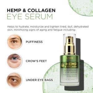 Azure Cosmetics Hemp & Collagen Nourishing Eye Serum - Moisturizing, Firming & Toning, Reduces Wrinkles, Fine Lines & Under Eye Bags, Restores Tired, Dehydrated Skin | Made in Korea - 30mL / 1 fl.oz. - Image 3