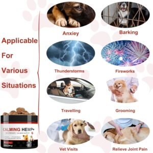 Hemp Calming Chews for Dogs, Dog Anxiety Relief Calming Treats 100% Natural Ingredients Calming Treats for Dog, Aid with Barking, Thunderstorms, Separation, 120 Count, Chicken Flavor - Image 2
