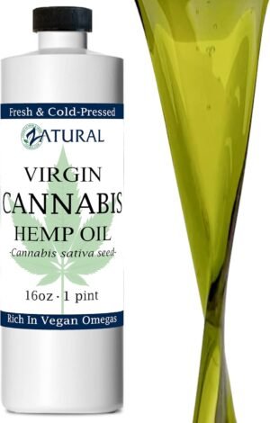 Zatural Hemp Oil Organically Grown 455,000mg 100% Pure Cold Pressed High Vegan Omegas 3 & 6 No Fillers or Additives Therapeutic Grade (16 Ounce)