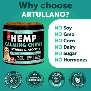 Hemp Calming Chews for Dogs - Dog Calming Chews - Dog Anxiety Relief Treats with Hemp Oil, Turmeric, Valerian, Ginger - Health and Wellness Supplements for Dogs - Hip and Joint Support - 120 Treats - Image 5