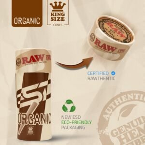 RAW Cones Organic King Size | 50 Pack | Pre Rolled Rolling Paper with Tips & Packing Tubes Included - Image 4