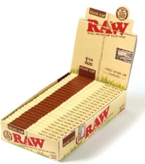 RAW Unrefined Organic 1.25 1 1/4 Size Cigarette Rolling Papers Full Box of 24 Packs, Yellow, 50 Count (Pack of 24) - Image 2