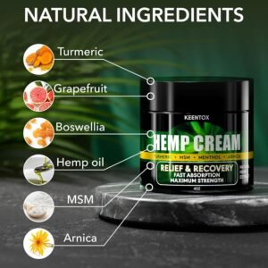 Fast-Acting Hemp Cream with Msm, Aloe Vera, Turmeric - Natural Hemp Oil Extract - Perfect for Joints, Lower Back, Knees, Elbows, Neck, Fingers - for All Skin Types - American Quality, 4 Oz - Image 2