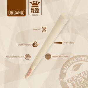 RAW Cones Organic King Size | 50 Pack | Pre Rolled Rolling Paper with Tips & Packing Tubes Included - Image 3