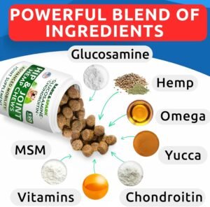 Bark&Spark Advanced Hemp Chews for Dog Joint Pain Relief - Glucosamine Chondroitin Hemp Treats Hip Joint Health - Joint Supplement Large Breed & Small - Hemp Treats Joints Old Senior Dog (120Ct) - Image 3