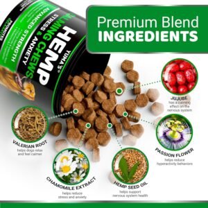 YUMA'S (2 Pack) Hemp Calming Chews for Dogs - Advanced Dog Calming Chews - Anxiety Relief Treats - Separation Aid, Barking, Stress Relief, Thunderstorms - Melatonin - Hemp Oil - Made in USA - Image 3