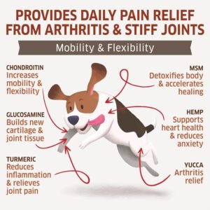 Hemp Hip and Joint Supplement for Dogs - Glucosamine for Dogs - Glucosamine Chondroitin for Dogs with MSM, Hemp, Turmeric & Omega 3 - Pain Relief - 120 ct Soft Chews - Made in The USA - Image 3