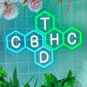 CBD THC Neon Sign, Neon Lights Hanging Wall Art Decoration for Business Restaurant Smoke Home Man Cave Louge Shop Bar Pub, USB Powered Ultra Bright Dimmable 16.14 * 12.6 inches - Image 6