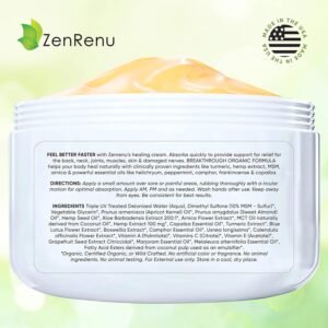 Zenrenu Organic Hemp Turmeric Joints & Muscle Cream with Arnica, MSM, Hemp Oil Extract, & 7 Essential Oils - Non Greasy & Fast Absorbing for Back, Neck, Elbows, Knees, & Hip 4 oz - Image 8