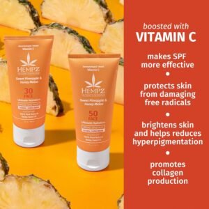 Hempz Sweet Pineapple & Honey Melon Herbal Facial Sunscreen 3 oz. SPF 30 - Image 3
