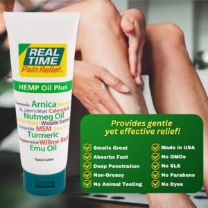 Real Time Pain Relief Hemp Oil Plus - 3oz Tube | Advanced Formula with Hemp Oil and 19 Natural Ingredients | Relieves Joint and Muscle Discomfort | Includes Arnica, Turmeric, MSM, and Emu Oil - Image 8