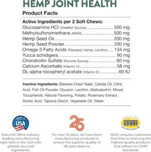NaturVet Hemp Joint Health, Joint Care Support Supplement for Dogs, Soft Chews, 60ct Made in The USA - Image 8