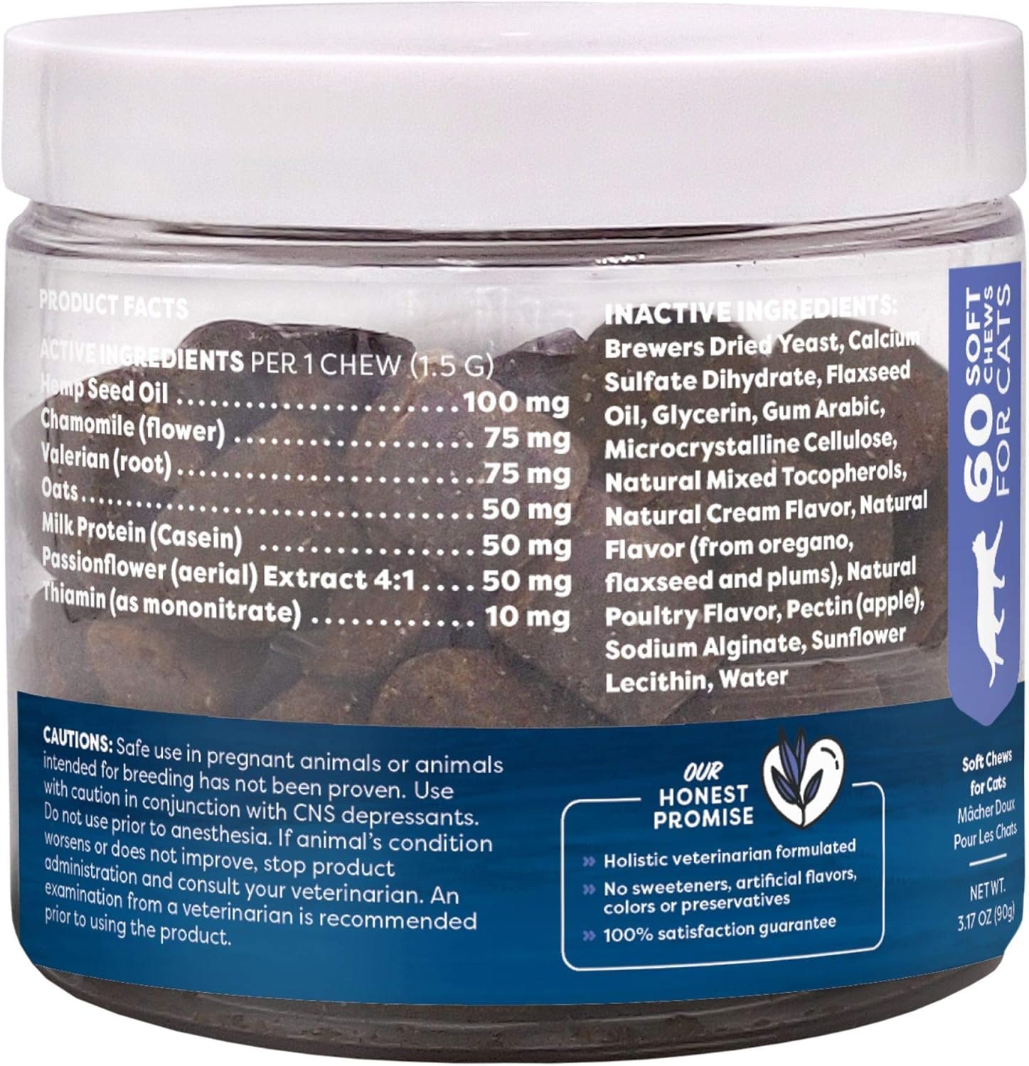 Only Natural Pet Calming Hemp Soft Chews - Relaxation Composure Sedative Tranquilizer Treats for Cat Stress Reduction w/Soothing Botanicals Supports Sleep Aid Quiet Travel Chill Vet Visit - 60 Count - Image 3