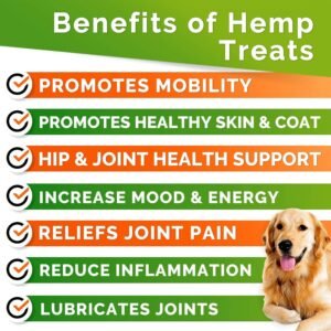 Hemp Hip & Joint Supplement for Dogs - Made in USA - Glucosamine - MSM - Turmeric - Hemp Seed Oil Infused Treats - Natural Joint Pain Relief & Mobility - 120 Soft Chews - Image 2