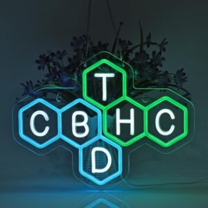 CBD THC Neon Sign, Neon Lights Hanging Wall Art Decoration for Business Restaurant Smoke Home Man Cave Louge Shop Bar Pub, USB Powered Ultra Bright Dimmable 16.14 * 12.6 inches - Image 5