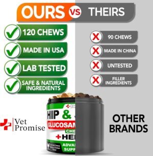Vet Promise Hemp Hip and Joint Support Supplement for Dogs - Glucosamine for Dogs - Hemp Oil, MSM, Chondroitin - Support for Joint Pain Relief and Health - 120 Soft Chews - Made in USA - Image 5