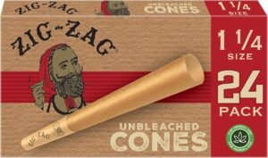 ZIG-ZAG Unbleached Pre Rolled Cones, Chemical-Free, Slow Burn, 1 1/4 Size, 24-Pack, Prerolled - Image 2