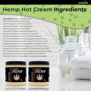 GreenIVe Hemp Hot Cream Massage Lotion Soothing and Moisturizing Joints, Muslces, and Wraps for Skin Tightning (8 oz Jar) - Image 8