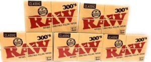 Raw 300 Classic 1.25 1 1/4 Size Rolling Papers 5 Pack = 1500 Leaves